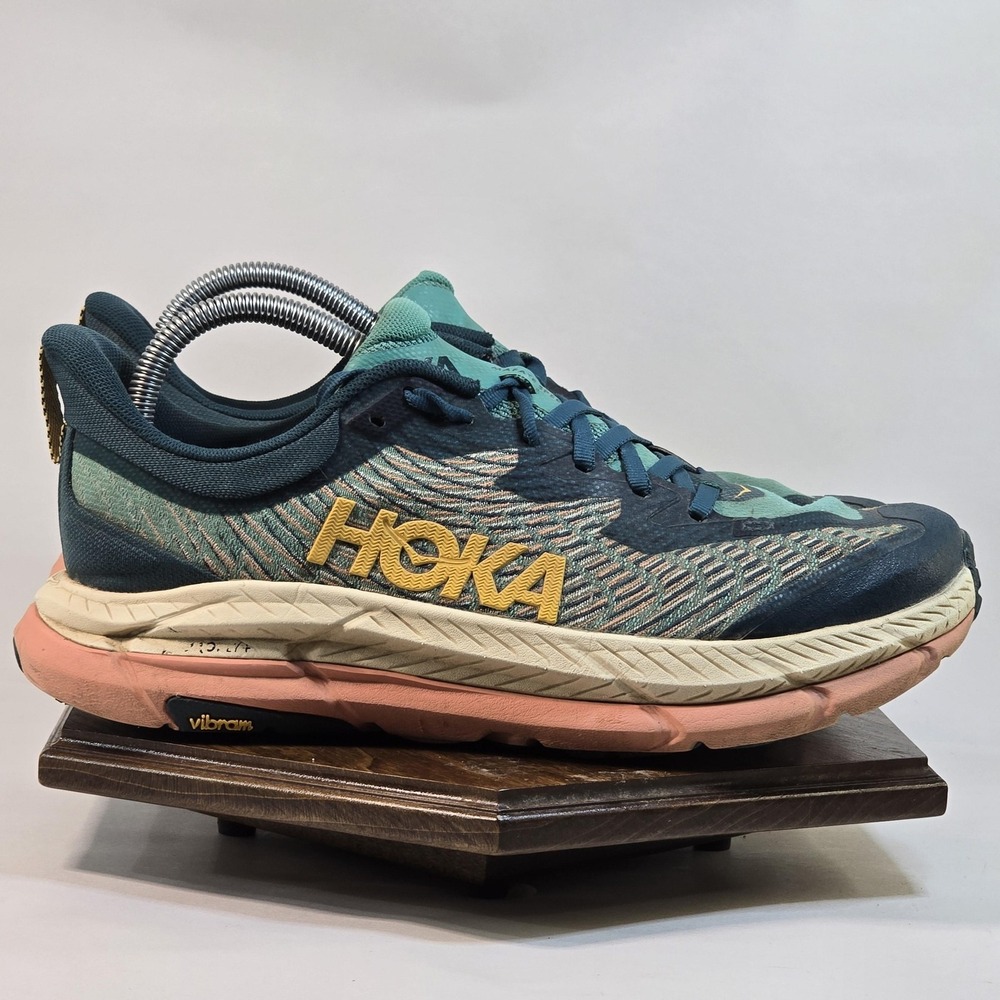 HOKA‎ Mafate Speed 4 Shoes Womens Size 9 Teal Blue Trail Running Vibram 1131056